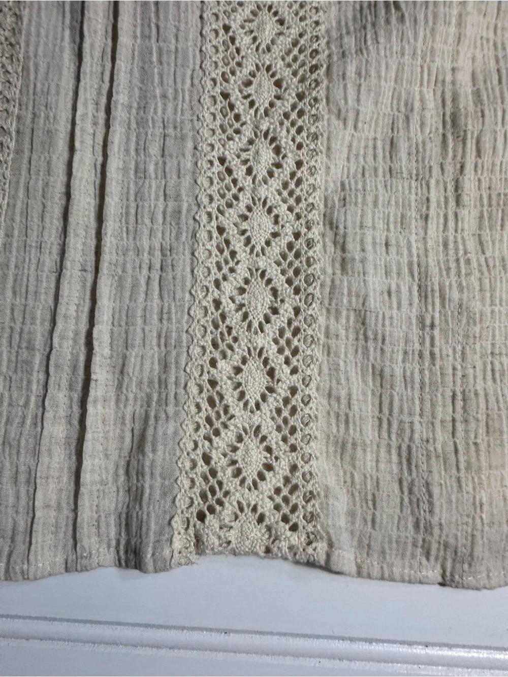 Zara cream crochet lace cropped long sleeve top women’s medium - Picture 4 of 10